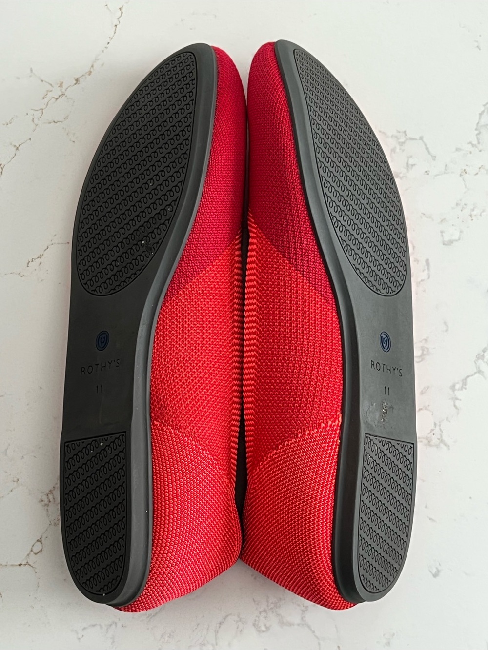 Rothy's Cherry Pop Red Knit Slip-On Flats, Round toe - Picture 3 of 4